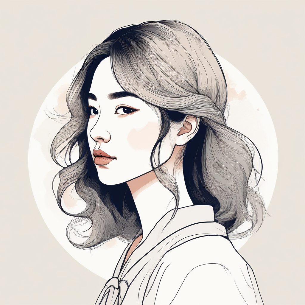 🌸极简手绘日系少女头像，软萌粉蓝系背景✨