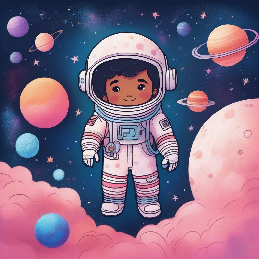 极简太空漫游:粉蓝宇航员主题的异想天开AI插画教程