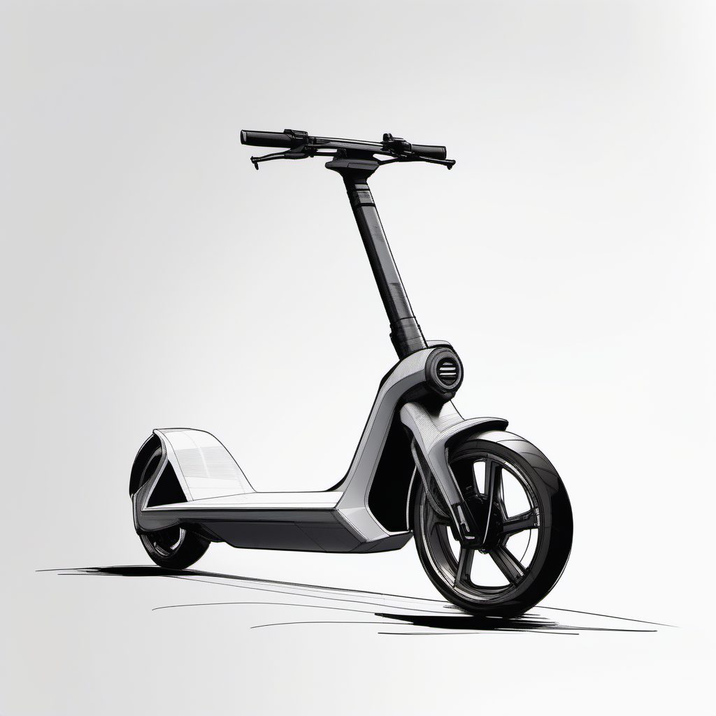 极简未来交通：可持续电动滑板车工业设计草图范例