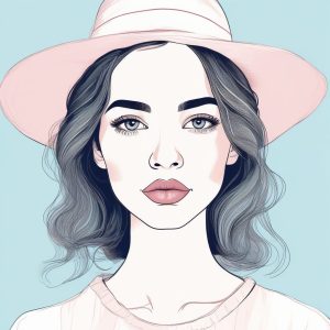 💖极简线稿女孩头像！软萌粉蓝系插画，手绘风肖像设计🔥