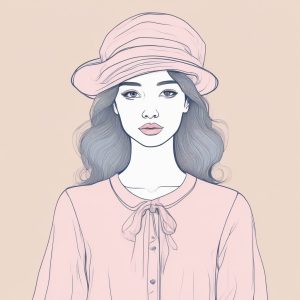 💖极简线稿手绘插画：粉蓝时尚女孩装扮 | 纯色背景✨