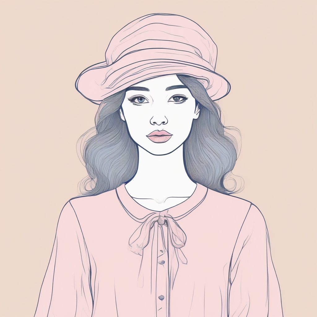 💖极简线稿手绘插画：粉蓝时尚女孩装扮 | 纯色背景✨