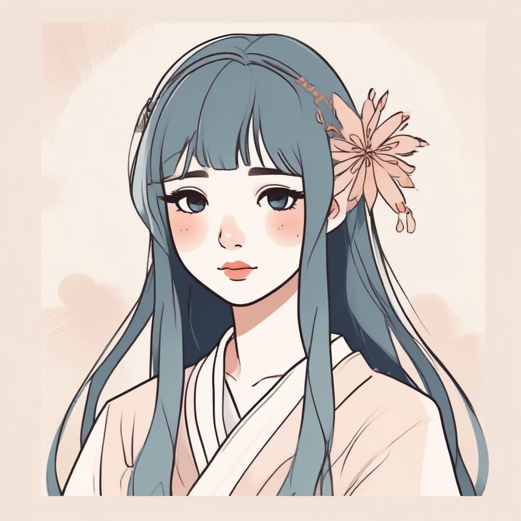 🔥极简线条日系动漫少女头像 | 手绘插画风二次元头像设计