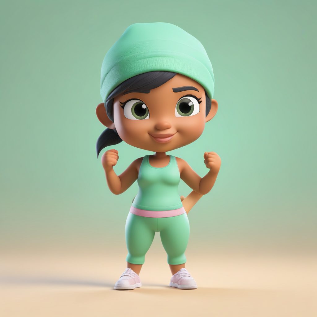 🧘‍♀️极简瑜伽女孩Q版全身像！治愈系C4D黏土风，运动达人必备