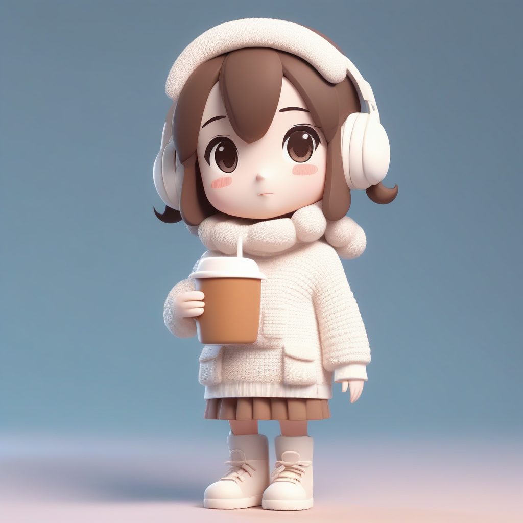 极简治愈系:冬季针织毛衣Q版人物全身像C4D提示词精选