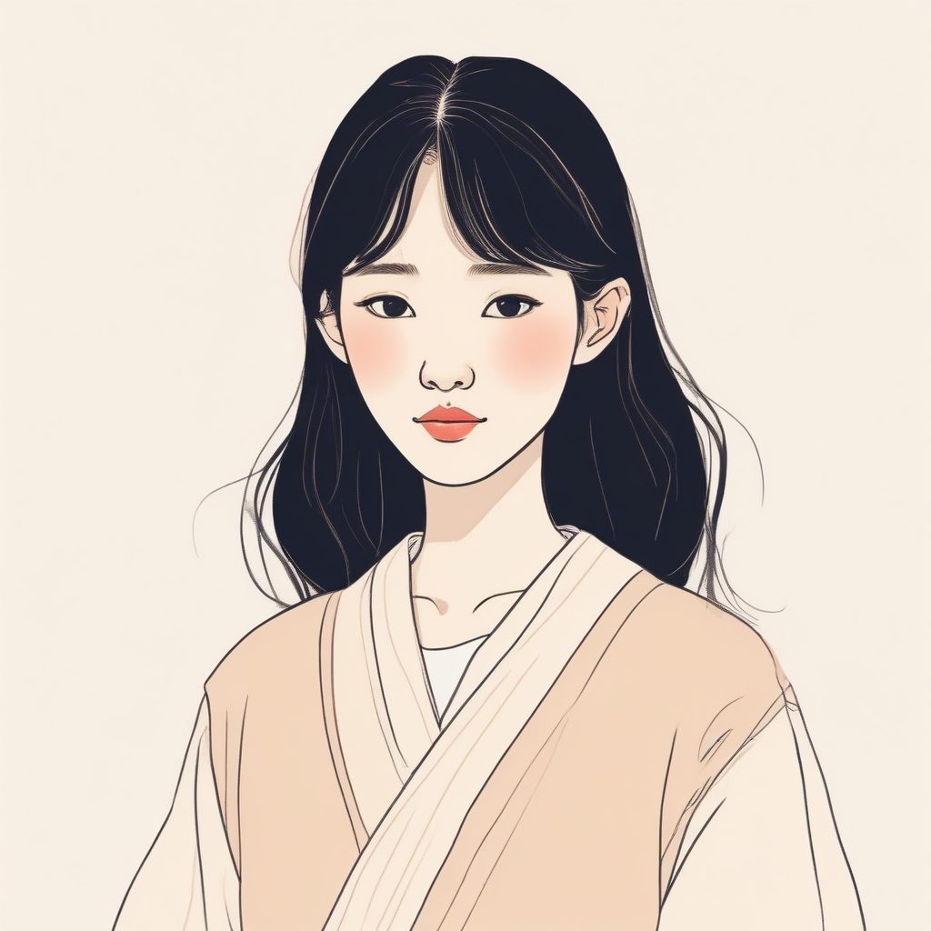 💌极简治愈系！手绘线稿日系少女插画，温暖色调做头像绝了