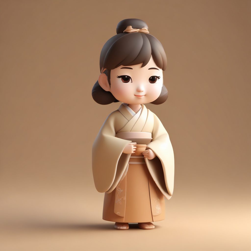 🍵极简治愈！现代茶艺Q版女孩，侘寂风配色3D黏土手办，高级感头像