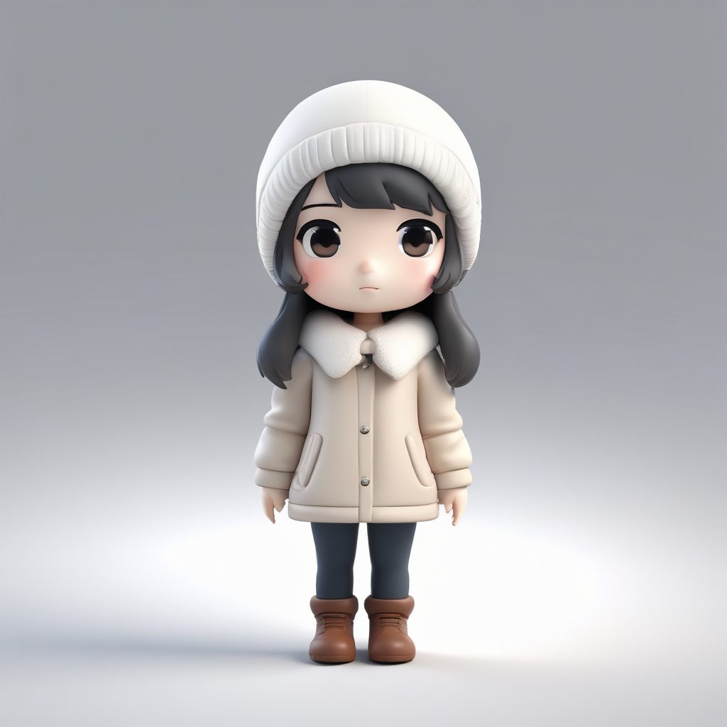 🌲极简主义高级感！MUJI风Q版冬装女孩，纯色背景头像模板！