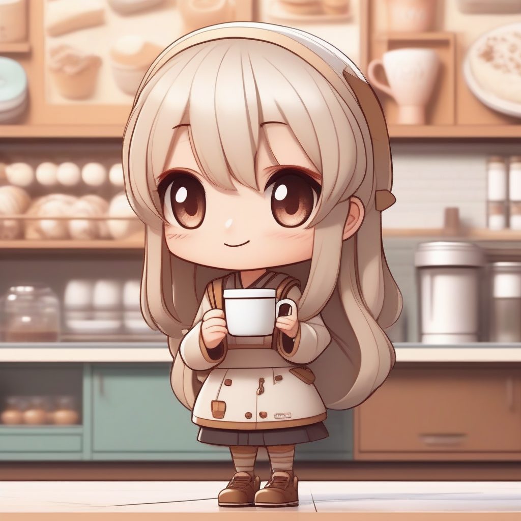 极简主义Q版咖啡师女孩:治愈系粘土手办3D渲染技巧与AI提示 13 极简主义Q版咖啡师女孩:治愈系粘土手办3D渲染技巧与AI提示