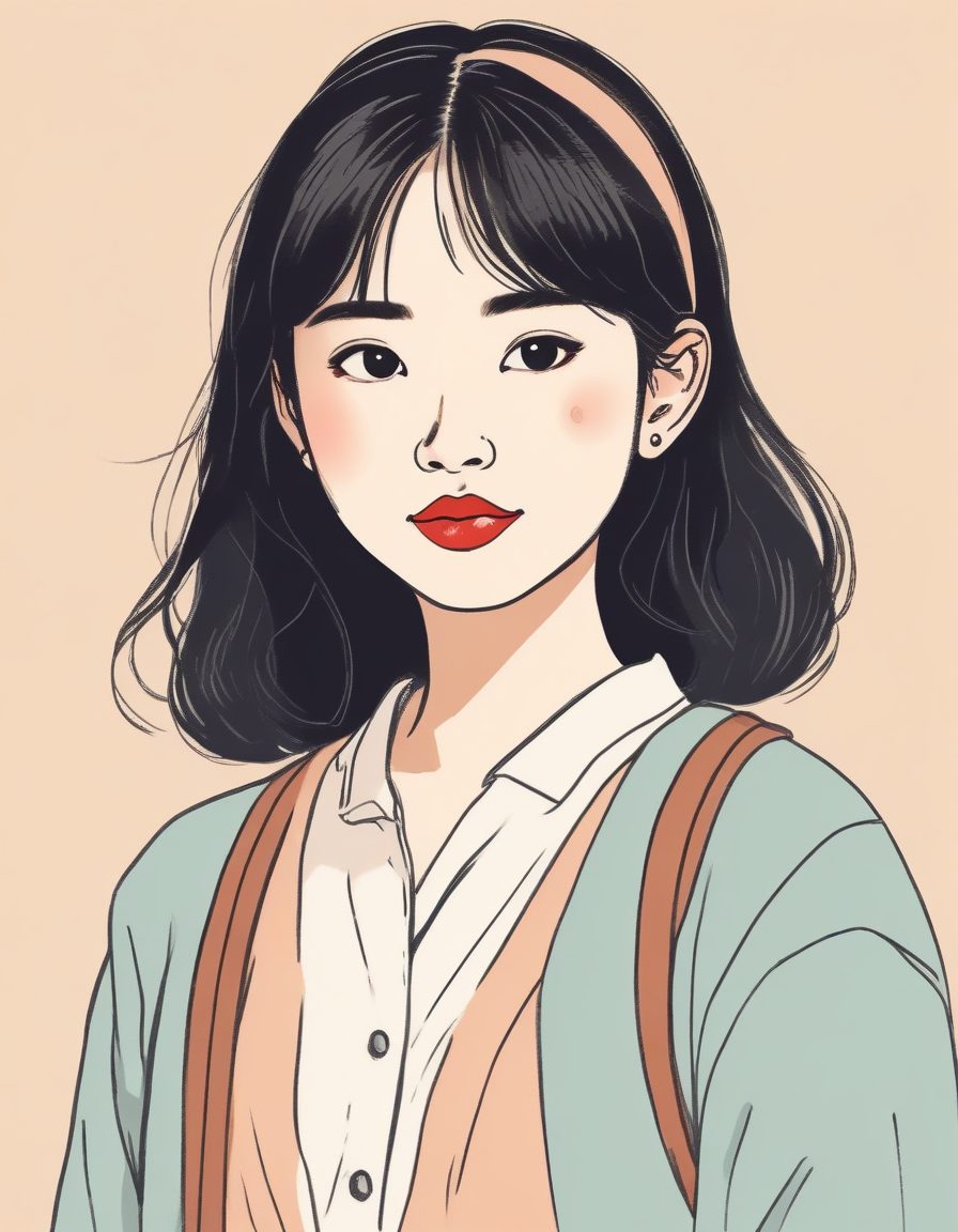 极简主义线稿肖像:AI手绘纯色背景的时尚日系插画