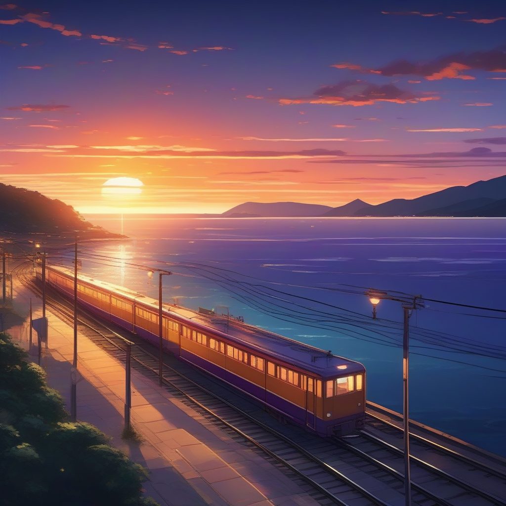 极美日系动漫高清壁纸:新海诚笔下的夏日海边与末班电车