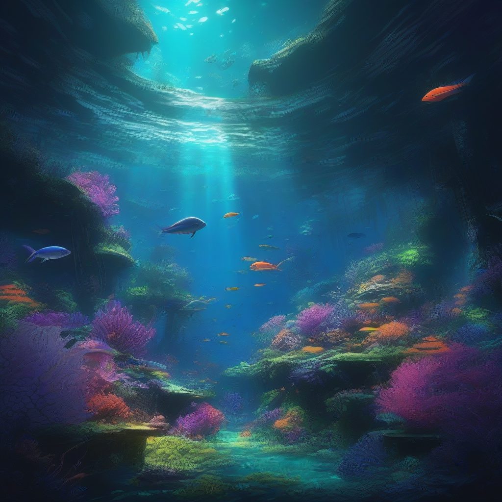 极致色彩冲击：深海发光森林的AI绘画提示词与电影级光线运用