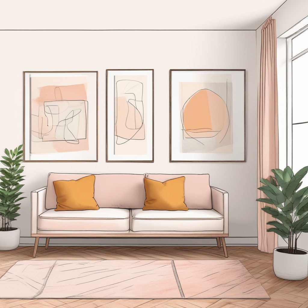 家居配色参考 | 极简画廊墙手绘插画，复古纸张+彩色铅笔细节，文艺范