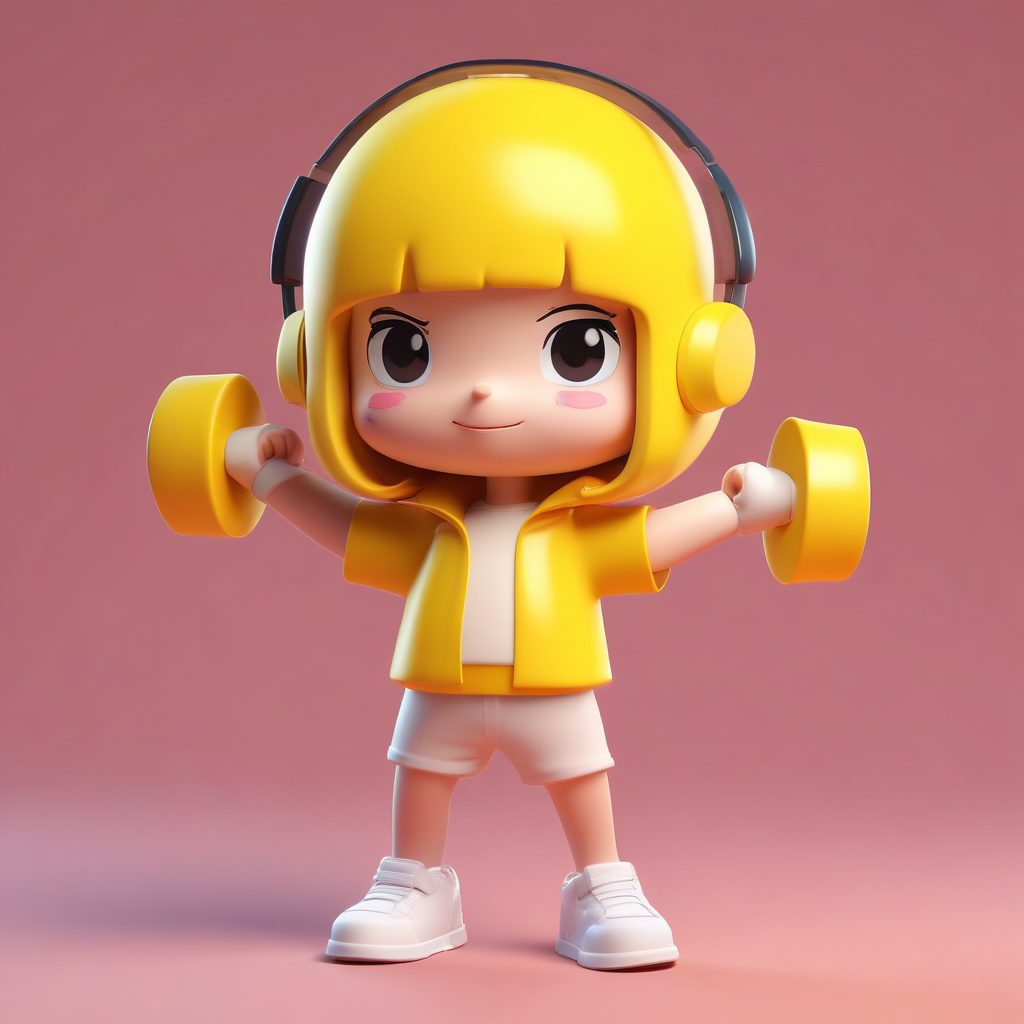 健身打卡！举哑铃的运动Q版人物 AI 动态插画