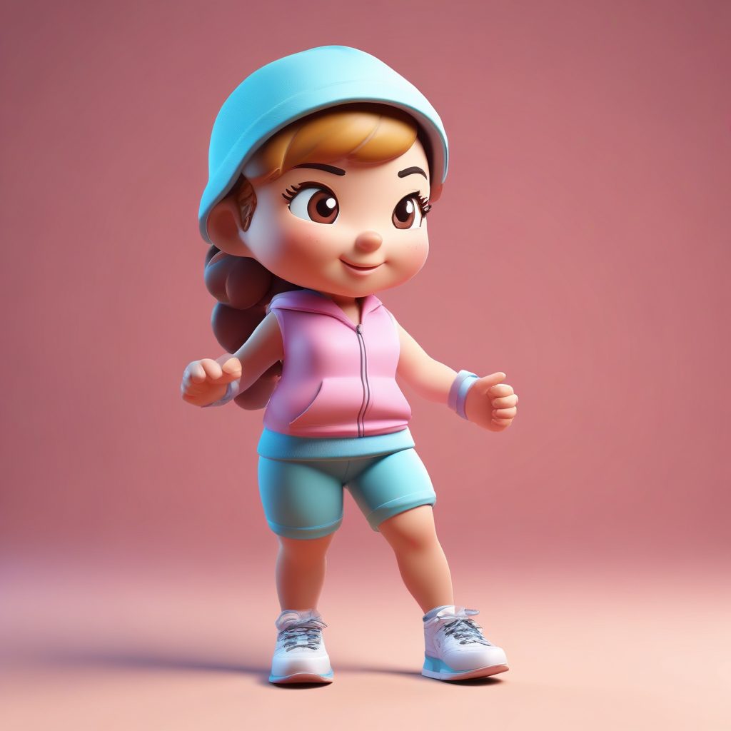 健身达人Q版：正在做伸展运动的元气可爱动态图