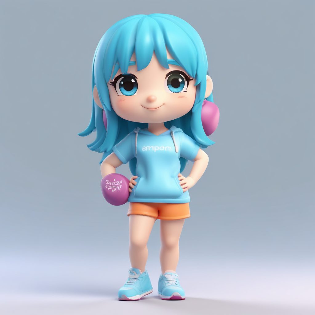 健身教练Q版插画生成: 运动风高细节3D手办制作