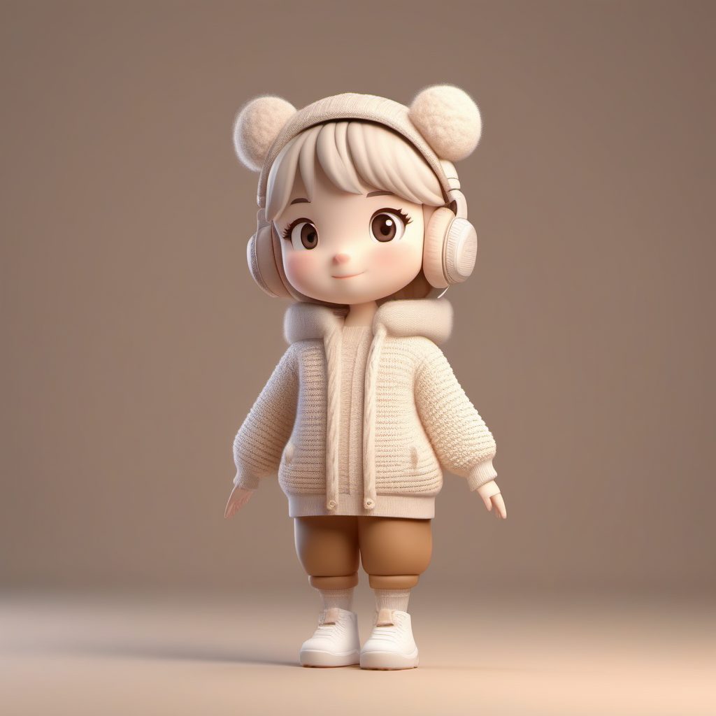 简约风！8K高细节羊绒毛衣Q版女孩C4D盲盒提示词