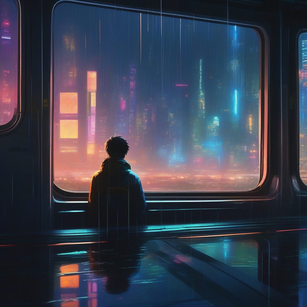 揭秘新海诚电影级光照：赛博朋克列车窗外景深AI提示词