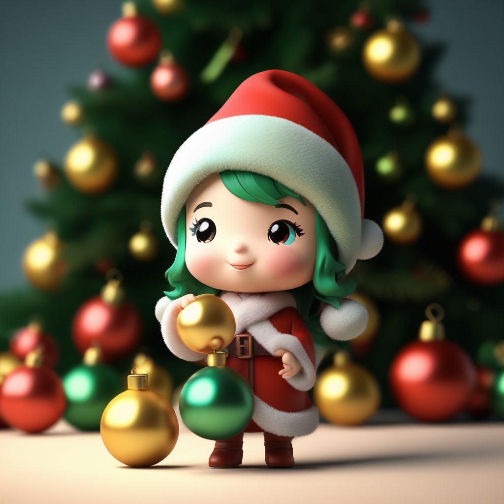 节日必备:Q版人物戴圣诞帽的兴奋全身插画C4D解析