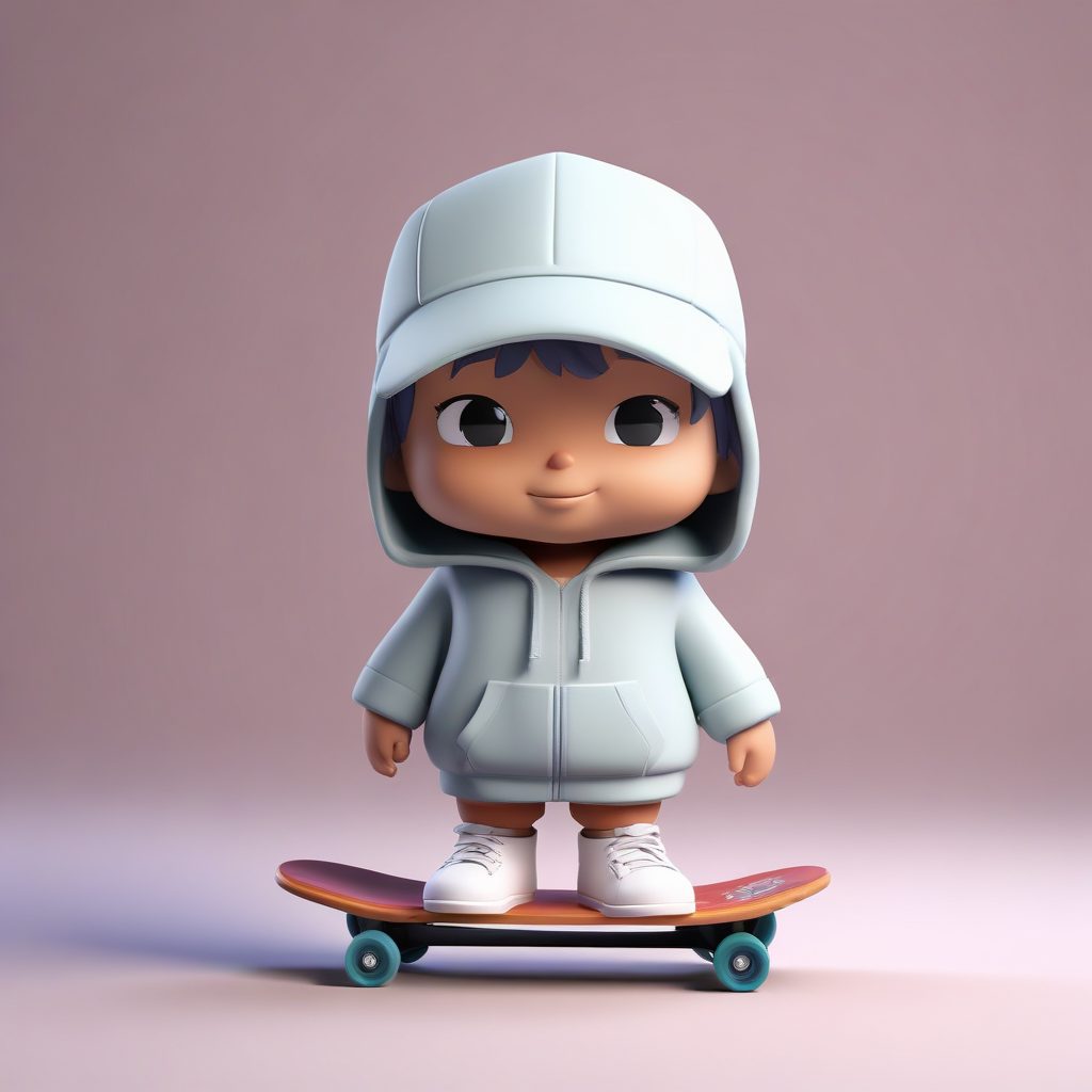 🛹街头潮酷Q版女孩！SD提示词：Octane渲染+滑板少年风壁纸