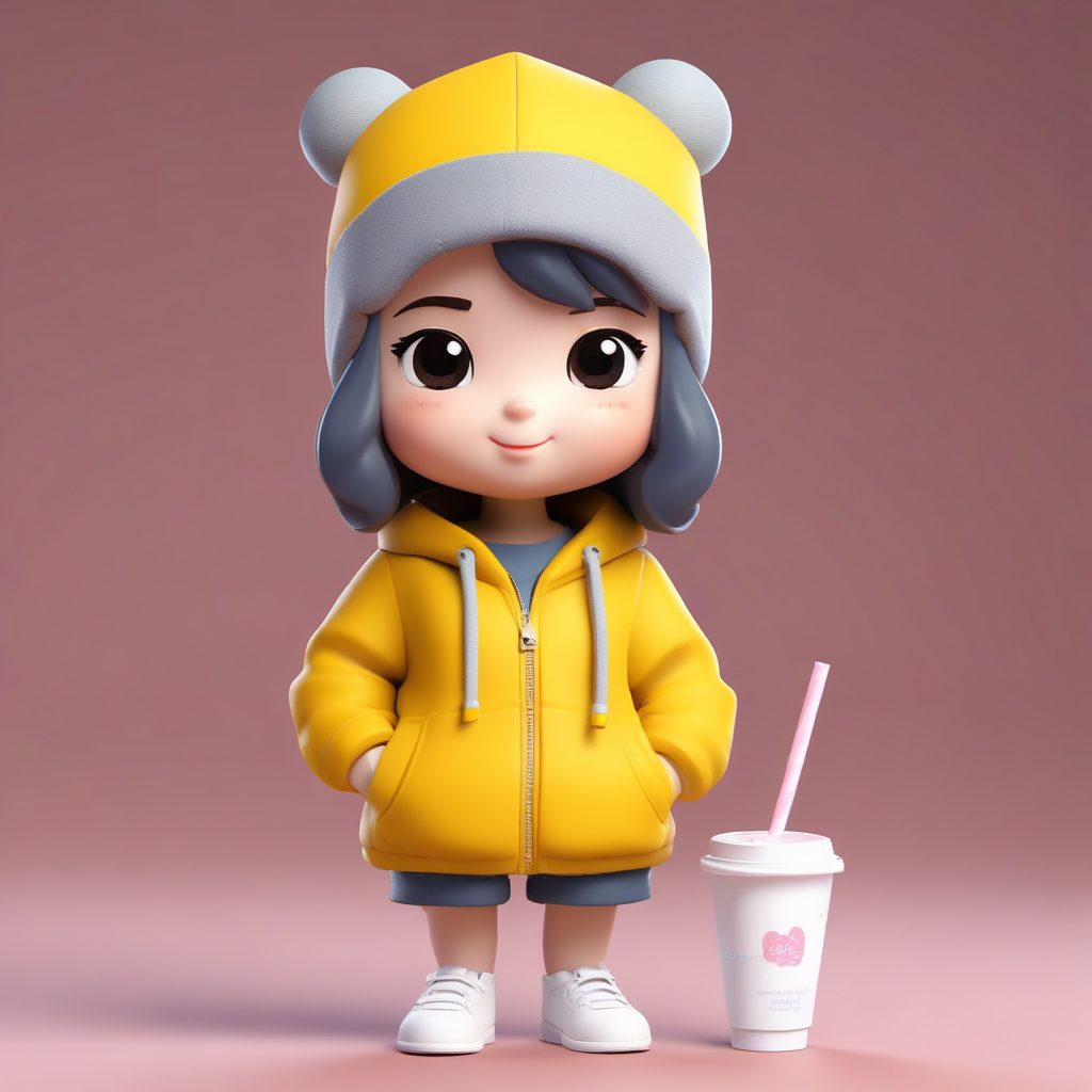 街头奶茶风: Q版Beanie帽女孩的放松下午茶（C4D建模）