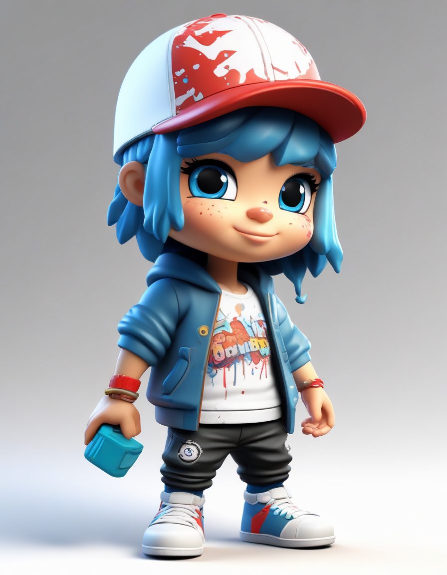 🎨街头涂鸦艺术家：拿着喷漆罐的Q版女孩