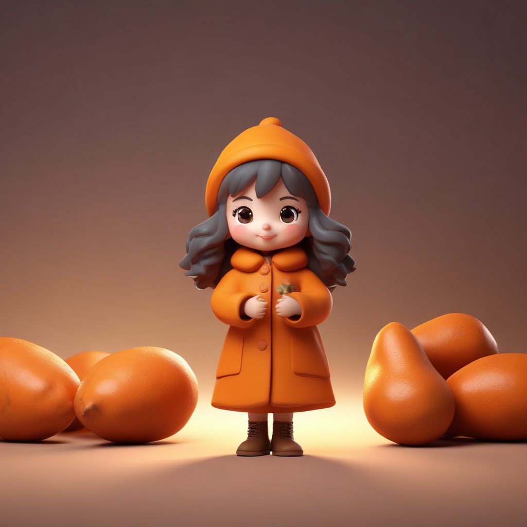 街头小吃: Q版烤红薯女孩的满足笑容（AI头像）