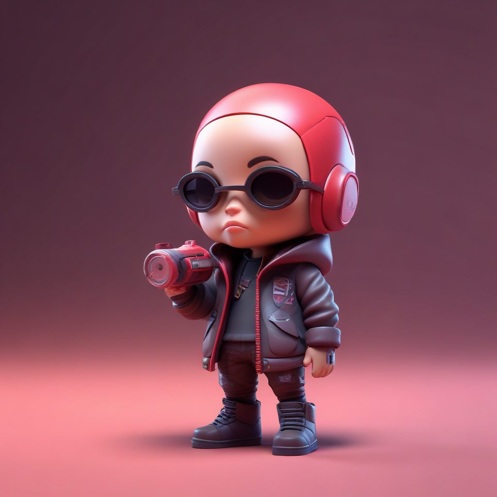 🎨 街头艺术风Q版赛博朋克！黏土材质3D手办，C4D光线追踪！