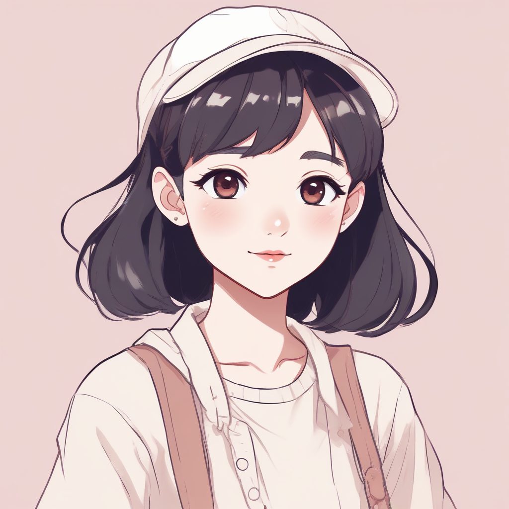 今日份OOTD极简风：时尚穿搭动漫女孩肖像，纯色背景速出