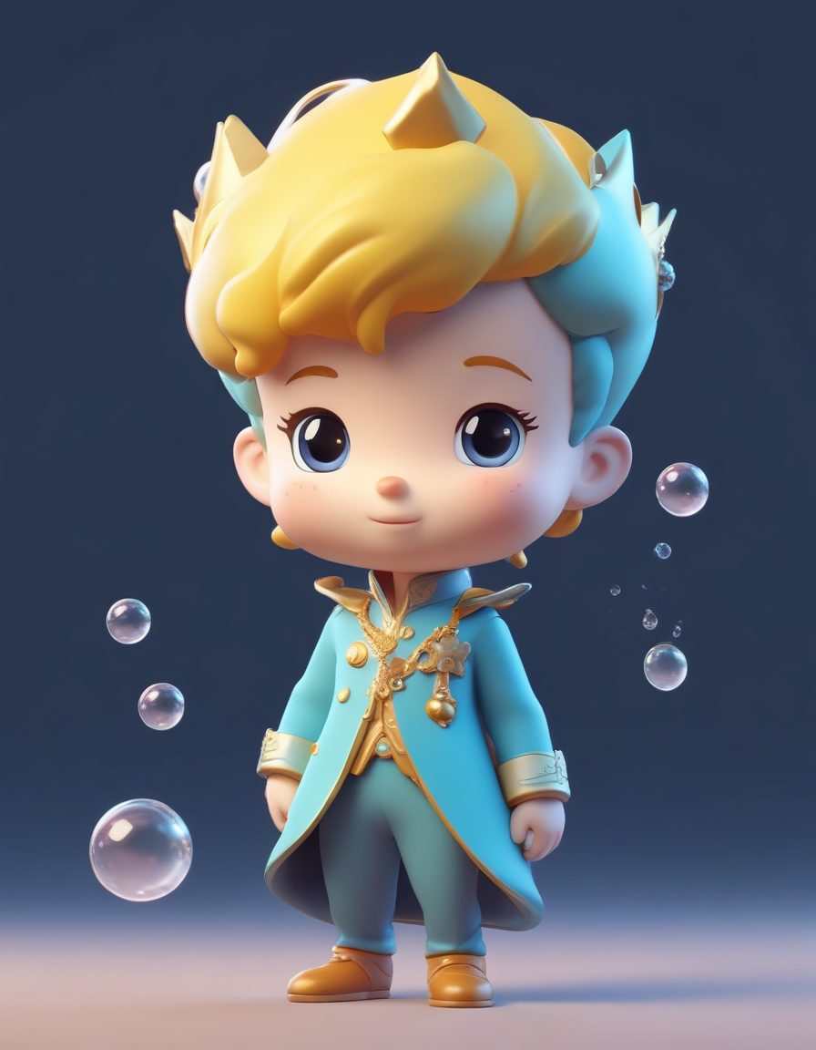 今日限定:Q版小王子吹泡泡,C4D盲盒感,梦幻氛围感壁纸!