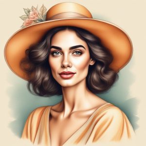 🎨 经典时尚人物头像 | 手绘插画风格，彩色铅笔涂鸦，纸感纹理✨