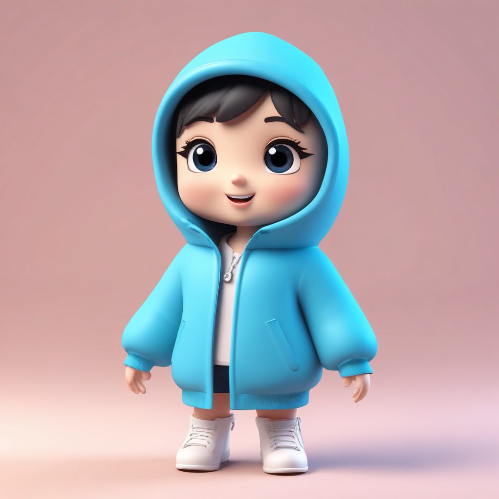 惊喜瞬间Q版：手捂嘴巴的动态面包服女孩3D模型