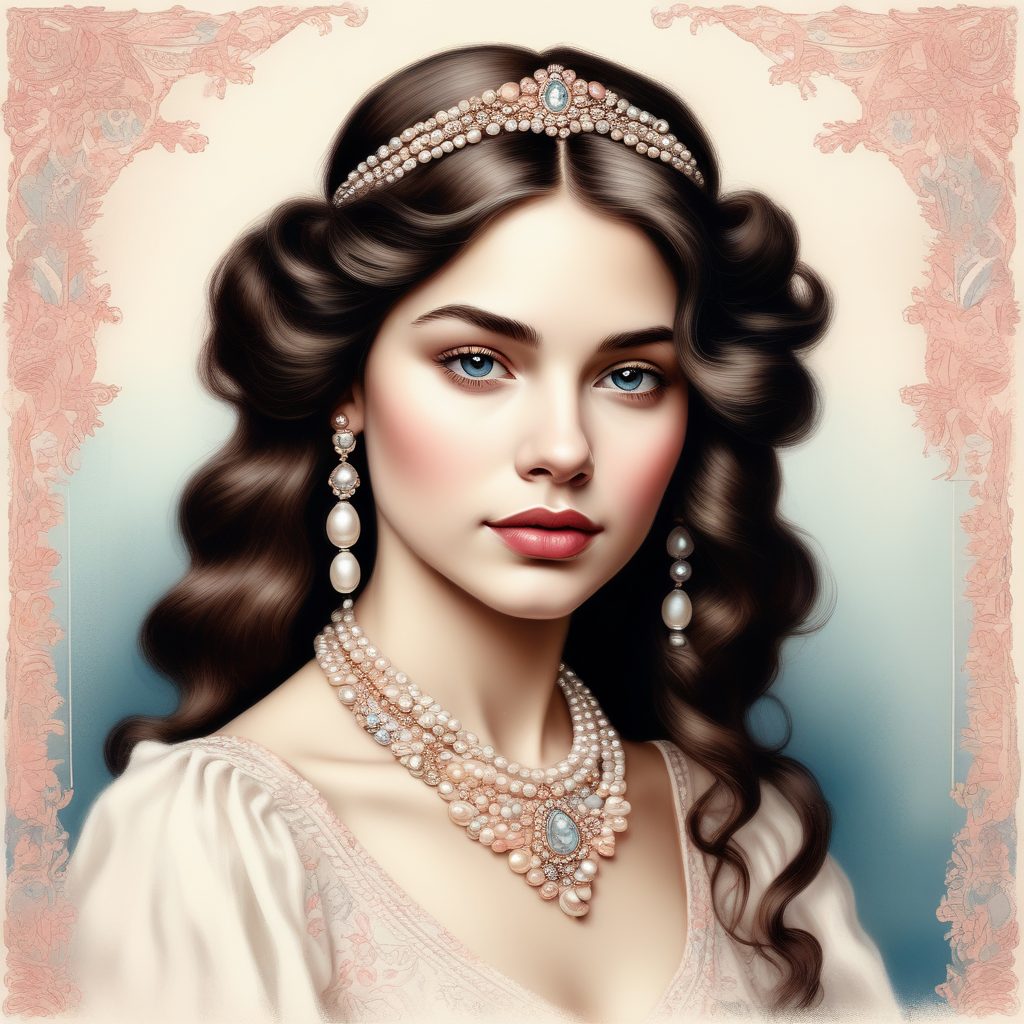 精致优雅:AI绘制佩戴珍珠饰品的极简少女特写