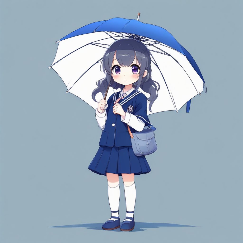 JK制服Q版女孩：全身动态姿势手办风渲染，8K高分辨率提示词