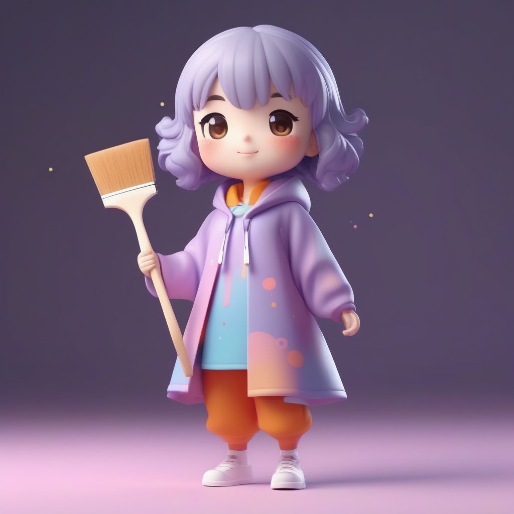 拒绝复杂背景！如何用AI画出超萌Q版艺术女教师全身像（附C4D参数）