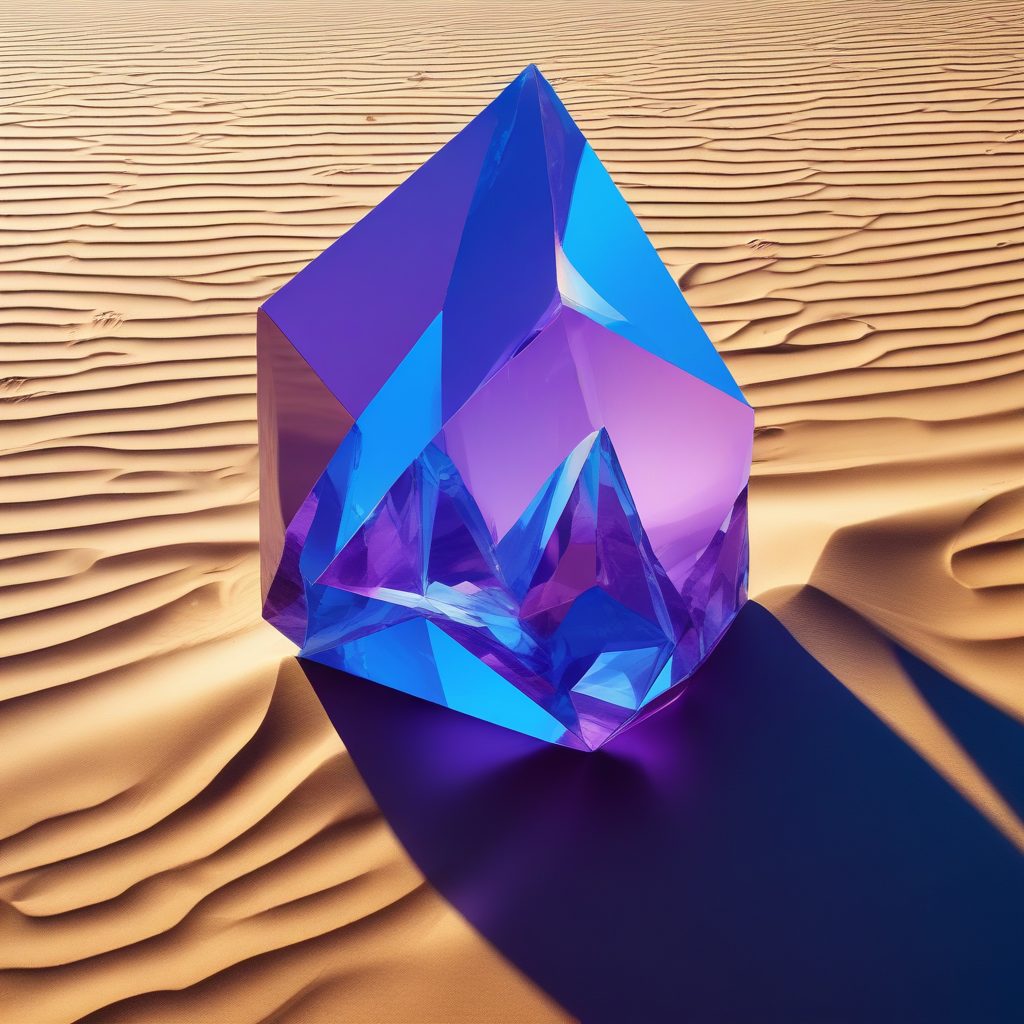 巨型水晶在沙漠中生长：史诗级幻想风景AI绘画提示词