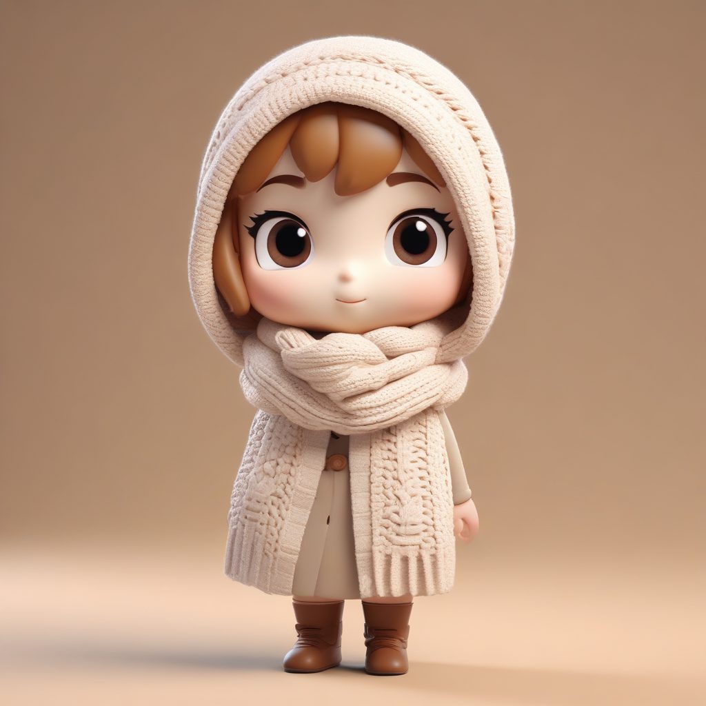 巨型围巾: Q版女孩被毛线包裹的可爱模样(盲盒玩具)