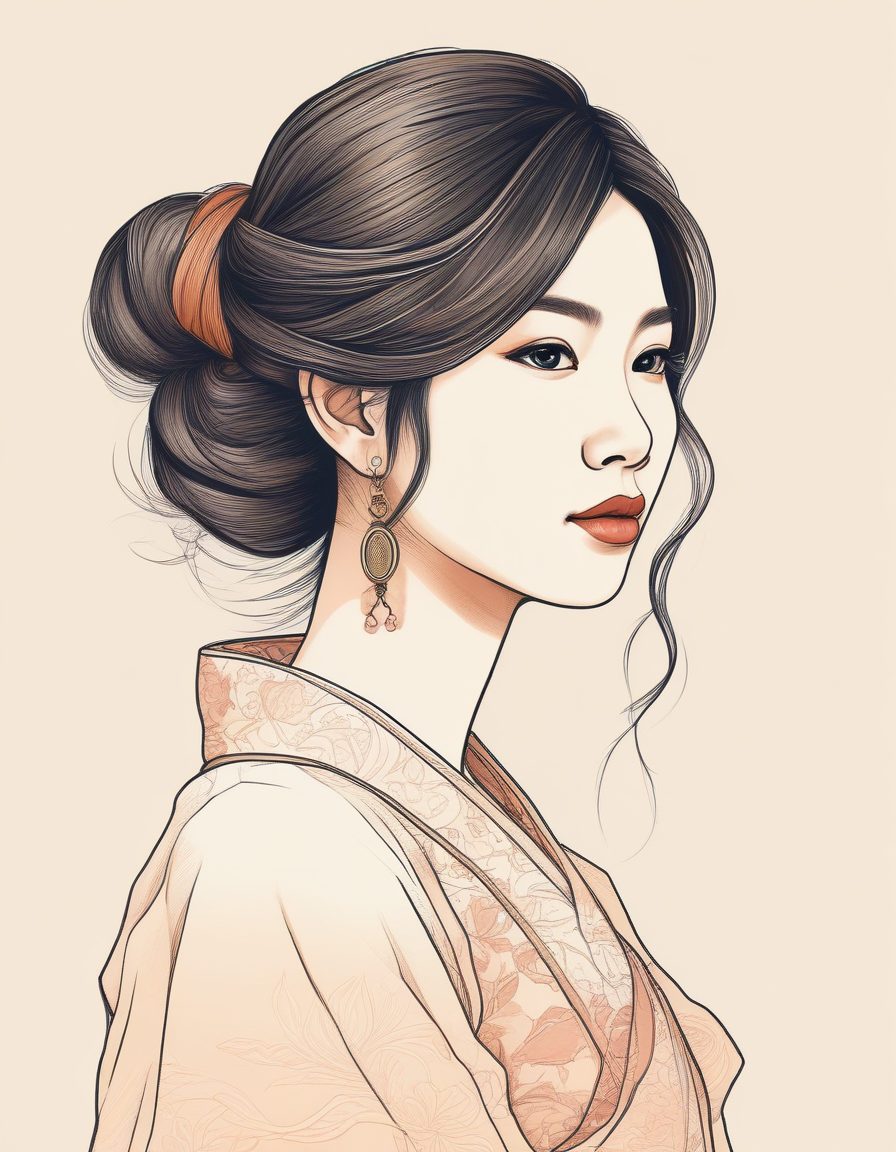 绝美侧颜线稿特写：日系可爱少女的暖色调彩铅手绘教程