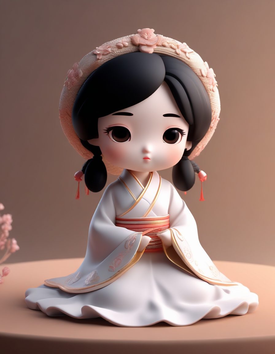 💫绝美！Q版汉服女孩坐在云朵上，梦幻仙气C4D建模！