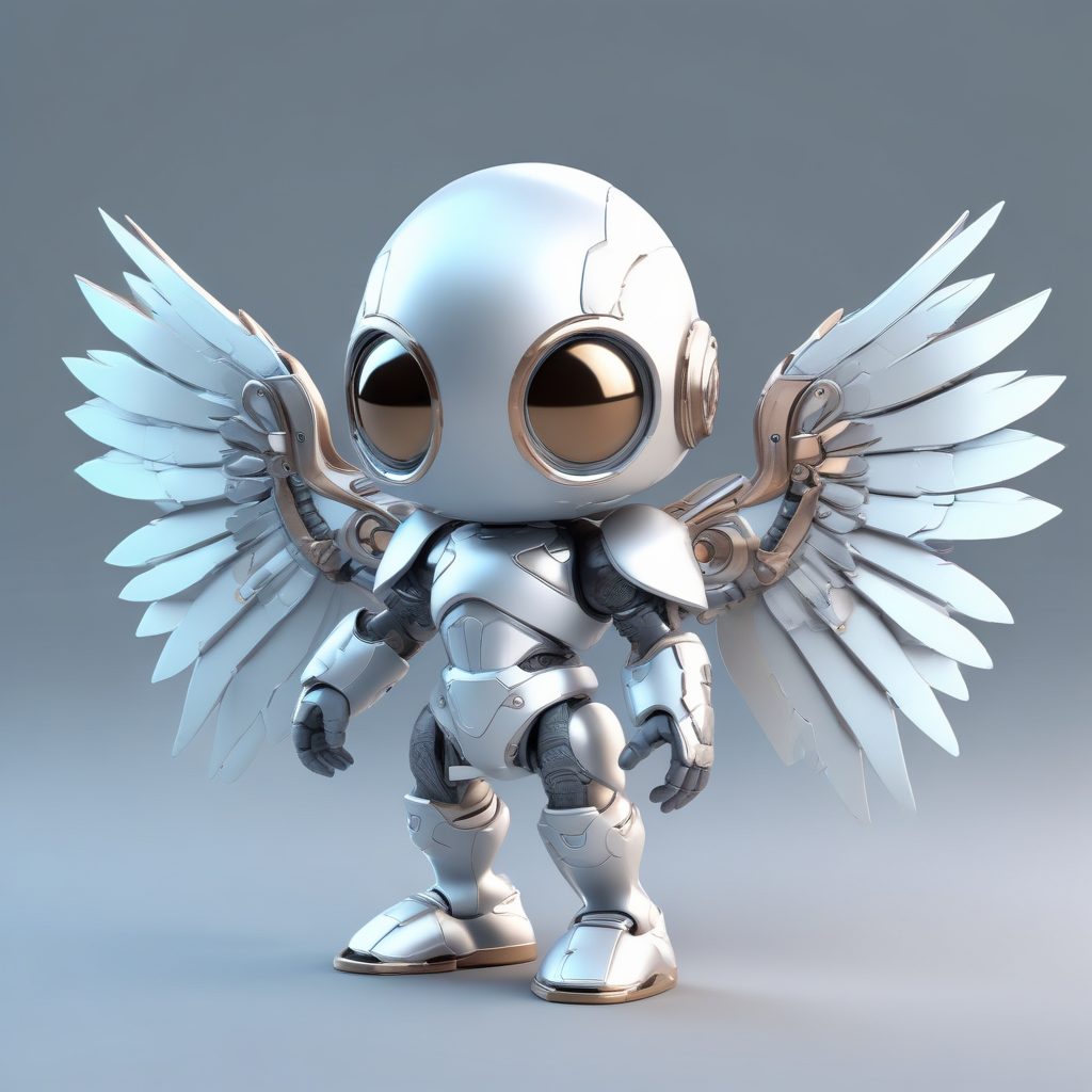 🕊️ 绝美Q版机械翼信使，Octane渲染黏土风，高细节8K全身像！