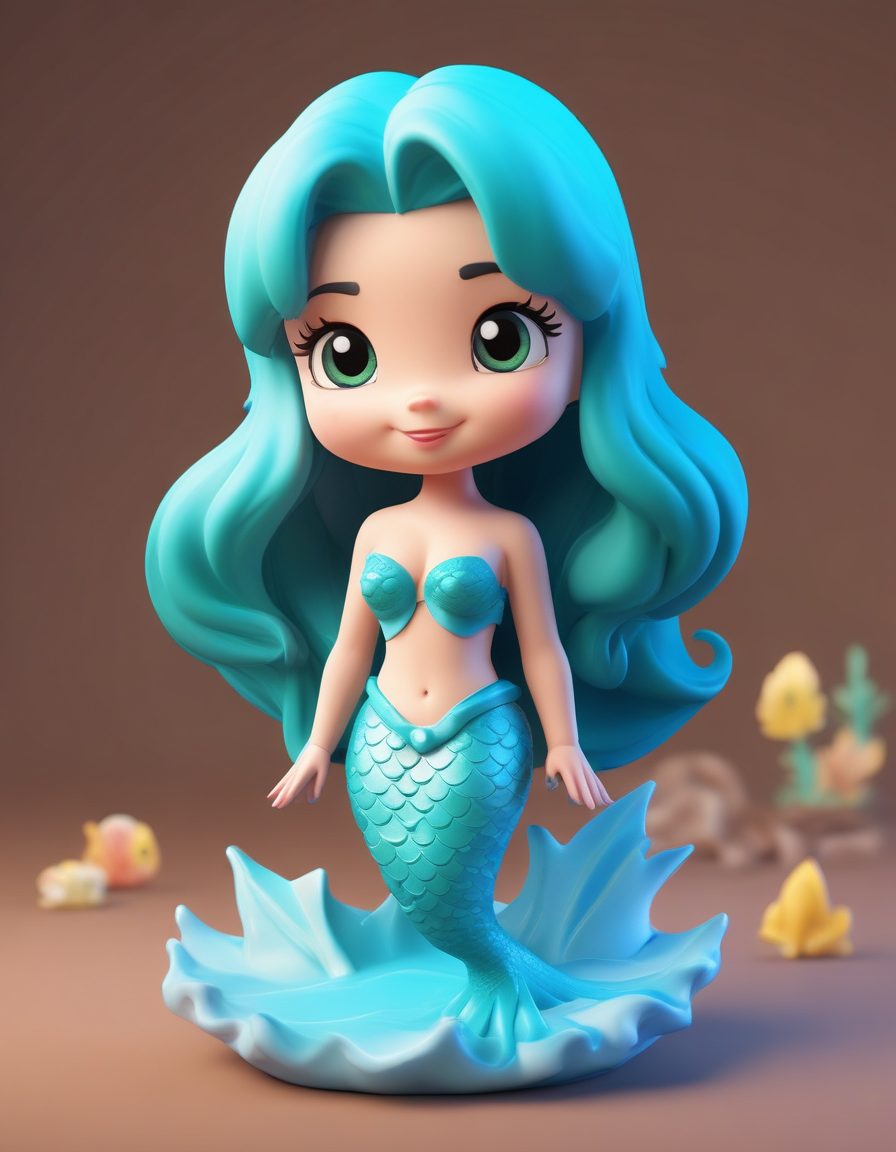 绝美:Q版美人鱼水中嬉戏,C4D光影,治愈系马卡龙配色壁纸!