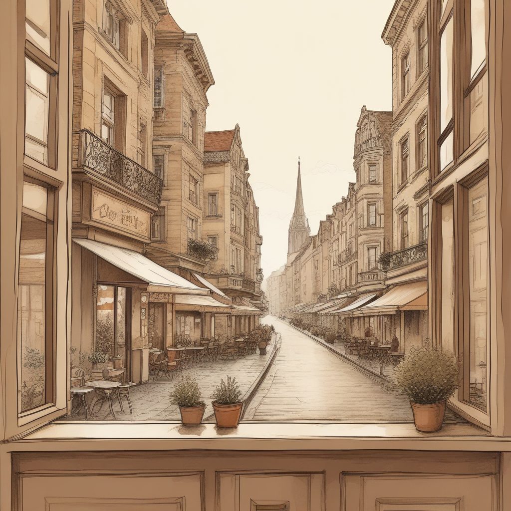 咖啡馆窗外 | 城市一隅，温暖彩铅质感的治愈系手绘风景