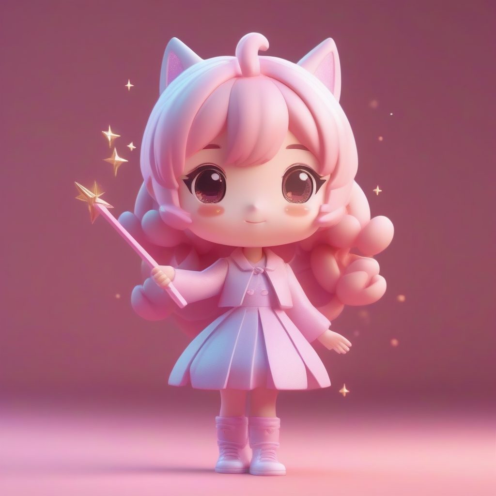 卡哇伊魔法少女Q版全身插画：Ray Tracing打造治愈系3D手办效果