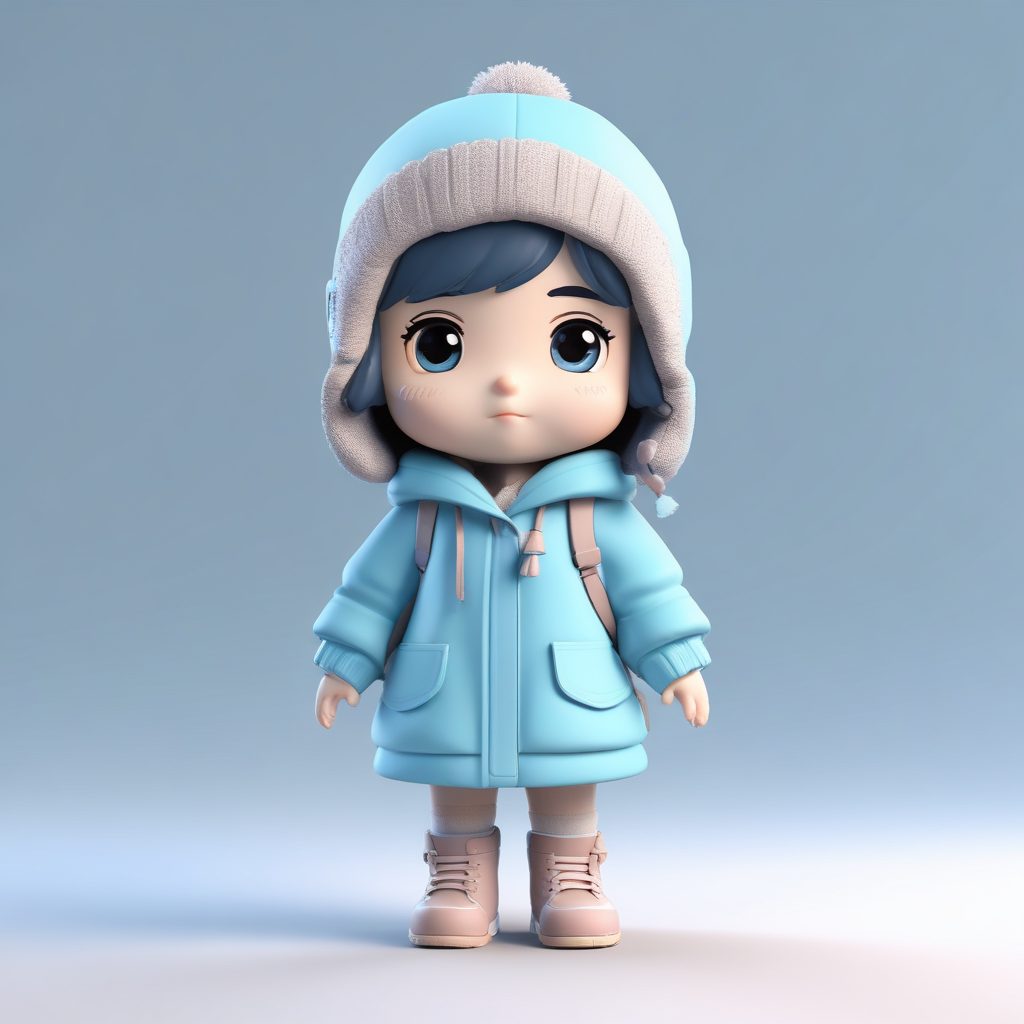 看雪的女孩！SD提示词：仰望天空的Q版治愈系，高细节光线追踪