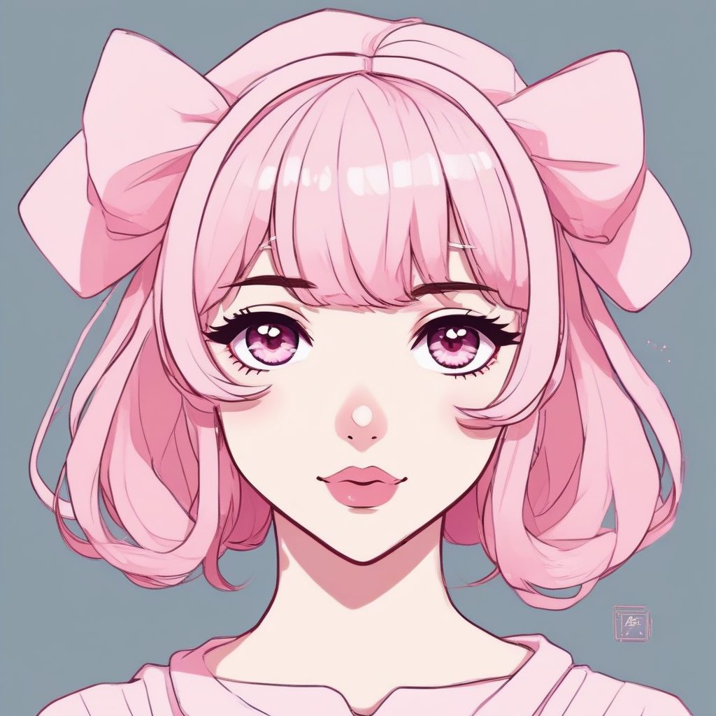 可爱“Coquette”风二次元头像:极简蝴蝶结与纯色背景