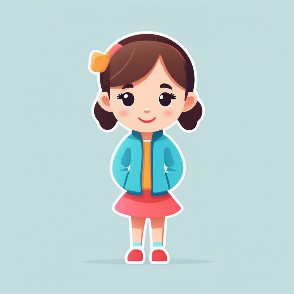 可爱风扁平化AI绘画:1 girl卡通图标 Pastel配色方案