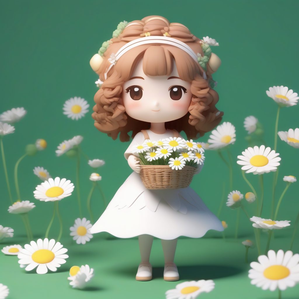 可爱Q版花童：C4D粘土质感与Ray Tracing光追效果AI提示词（婚礼系列）