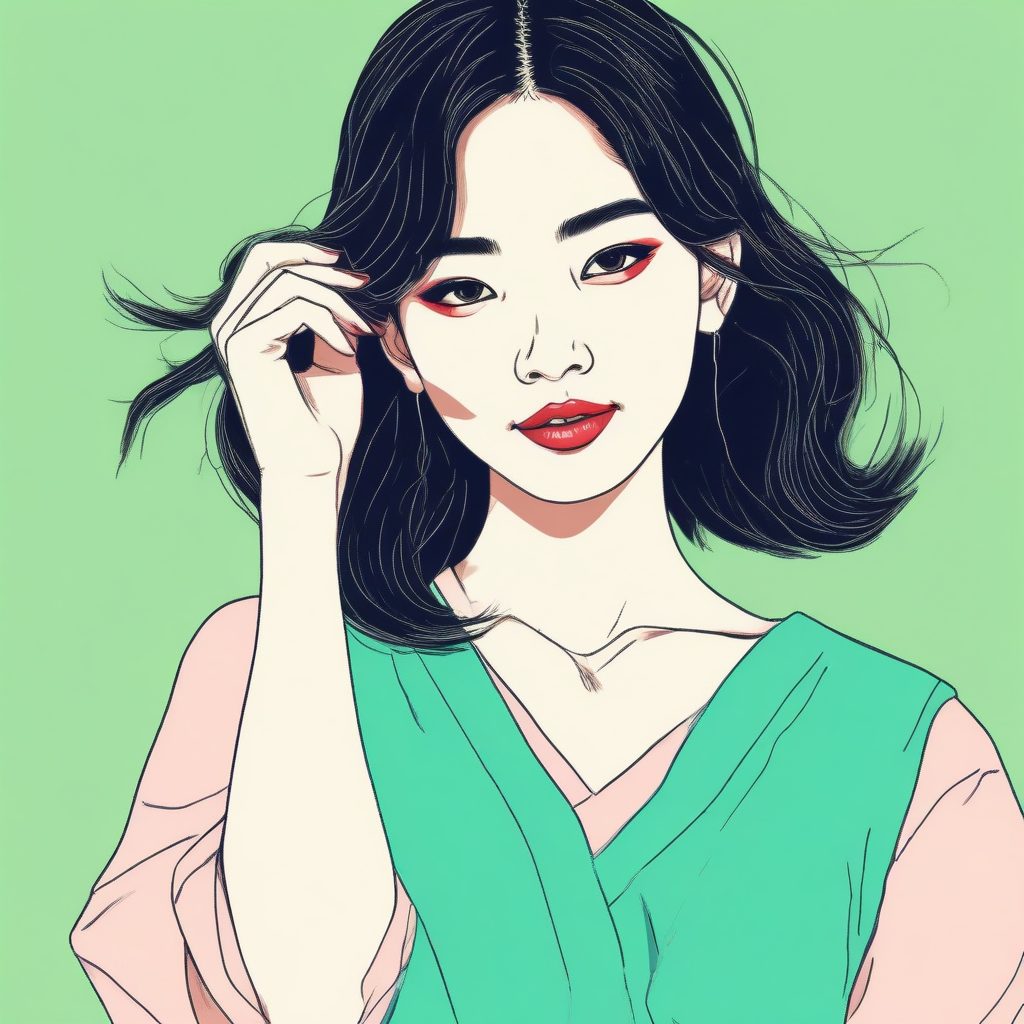 💫可爱头像生成！高饱和度Crayon Style日韩少女线稿，元气满满