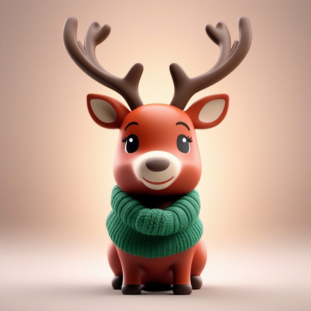 可爱驯鹿鲁道夫Q版3D手办：圣诞节AI绘画光追提示词合集