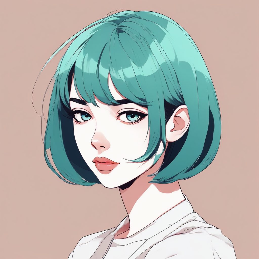 科技感极简头像：几何发型少女与纯色背景的AI生成技巧